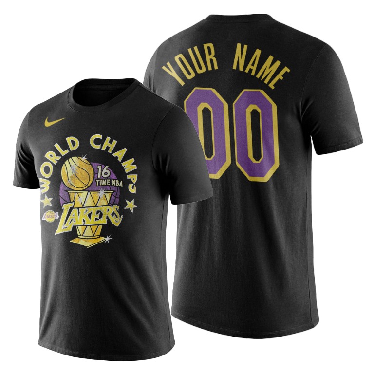 Men's Los Angeles Lakers Custom #00 NBA Finals Champions Black Basketball T-Shirt KCZ0683IO